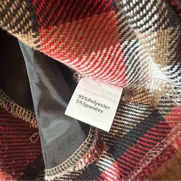 Plaid Flannel Shacket Button Down Jacket Shirt Pockets Red Boho Western Medium - Picture 10 of 14